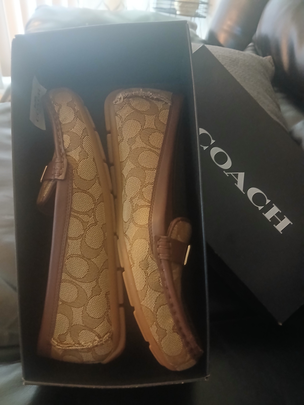 COACH Women's Signature Canvas Brown Loafers